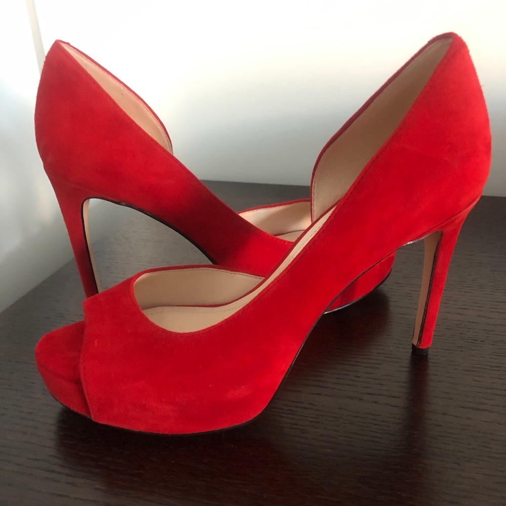 Nine West Suede Peep Toe Pumps